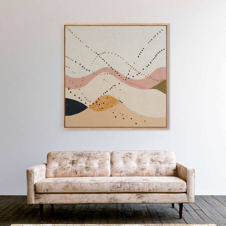 Minimal Mountain Scene Framed Canvas Print, Midcentury Modern Art, Abstract Wall Art, Living Room Decor, Watercolor Art, Retro, MMA-1x1-39