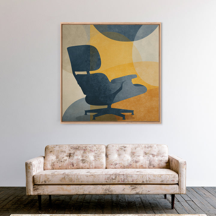 Eames Era Chair Silhouette as Graphic Art Canvas Print, Midcentury Modern Art, Living Room Decor, Watercolor Art, Retro, MMA-1x1-4