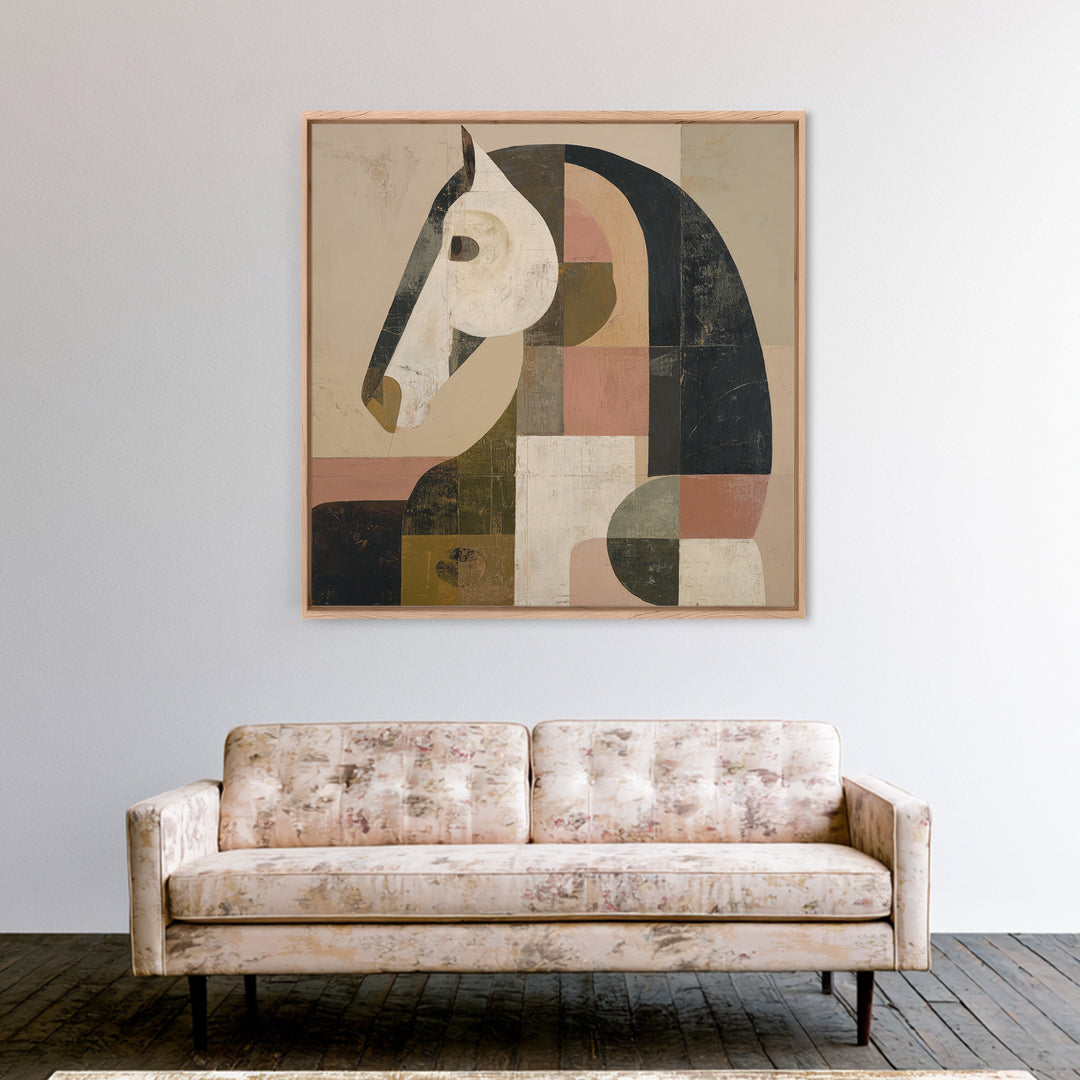 Mid Century Horse Framed Canvas Print, Midcentury Modern Art, Modern Decor, Living Room Decor, Fine Art, Retro, Poster, MMA-1x1-67