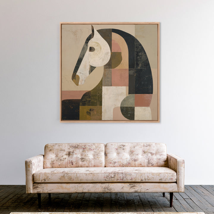 Mid Century Horse Framed Canvas Print, Midcentury Modern Art, Modern Decor, Living Room Decor, Fine Art, Retro, Poster, MMA-1x1-67