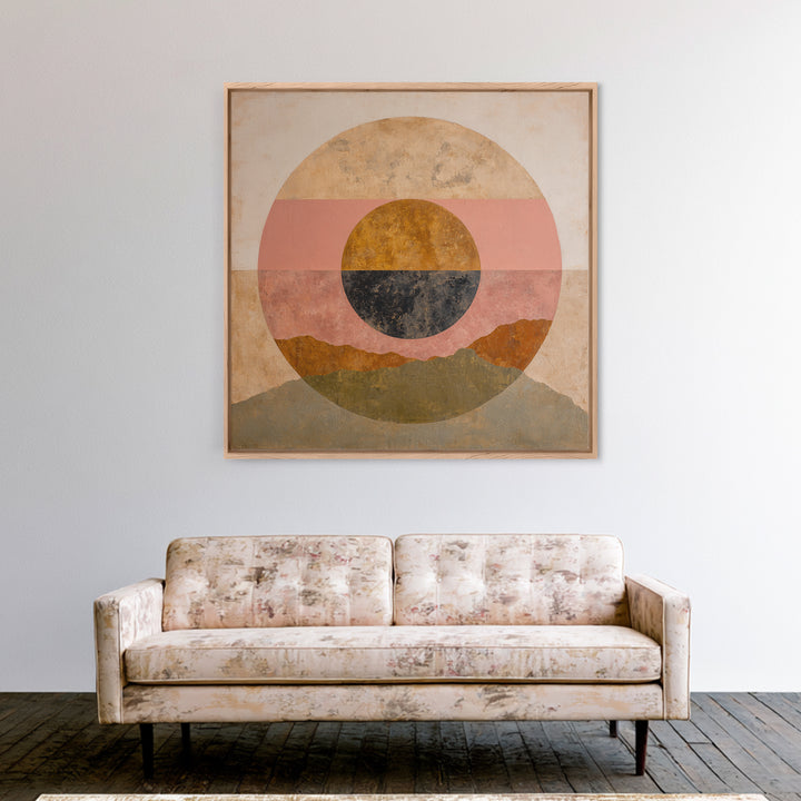 Large Sun and Hill Shapes Canvas Print, Midcentury Modern Art, Poster, Living Room Decor, Retro, Art Deco, Original Art, MMA-1x1-77