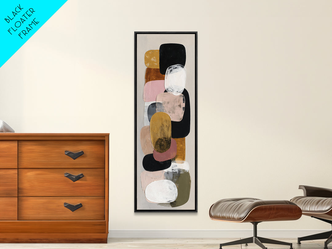 Oval and Rectangle Composition Framed Canvas Print, Midcentury Modern Art, Printable, Living Room Decor, Fine Art, Retro, MMA-1x3-52