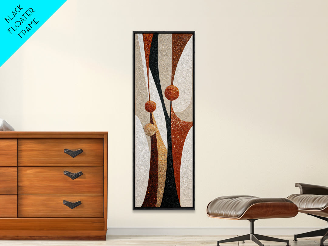 Minimal Mountain Scene Framed Canvas Print, Midcentury Modern Art, Neutral Decor, Living Room Decor, Oil Painting, Retro, MMA-1x3-75