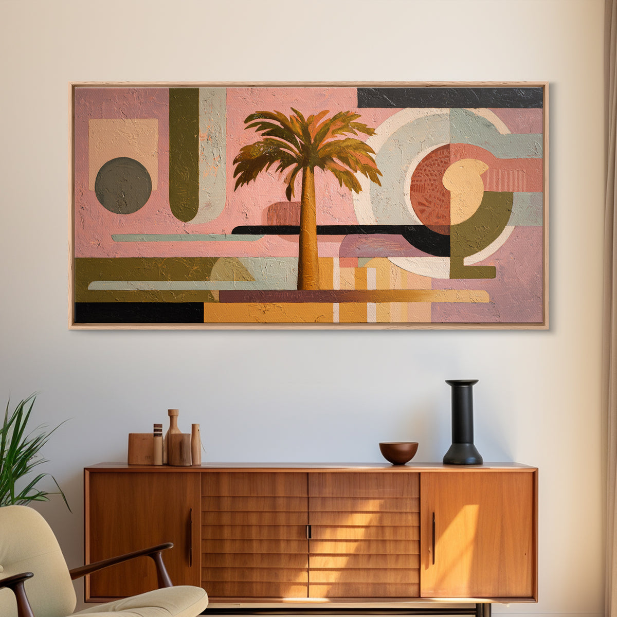 Stylized Palm Tree Canvas Print, Midcentury Modern Art, Printable Wall Art, Living Room Decor, Fine Art, Retro, Modern Wall Art, MMA-2x1-61