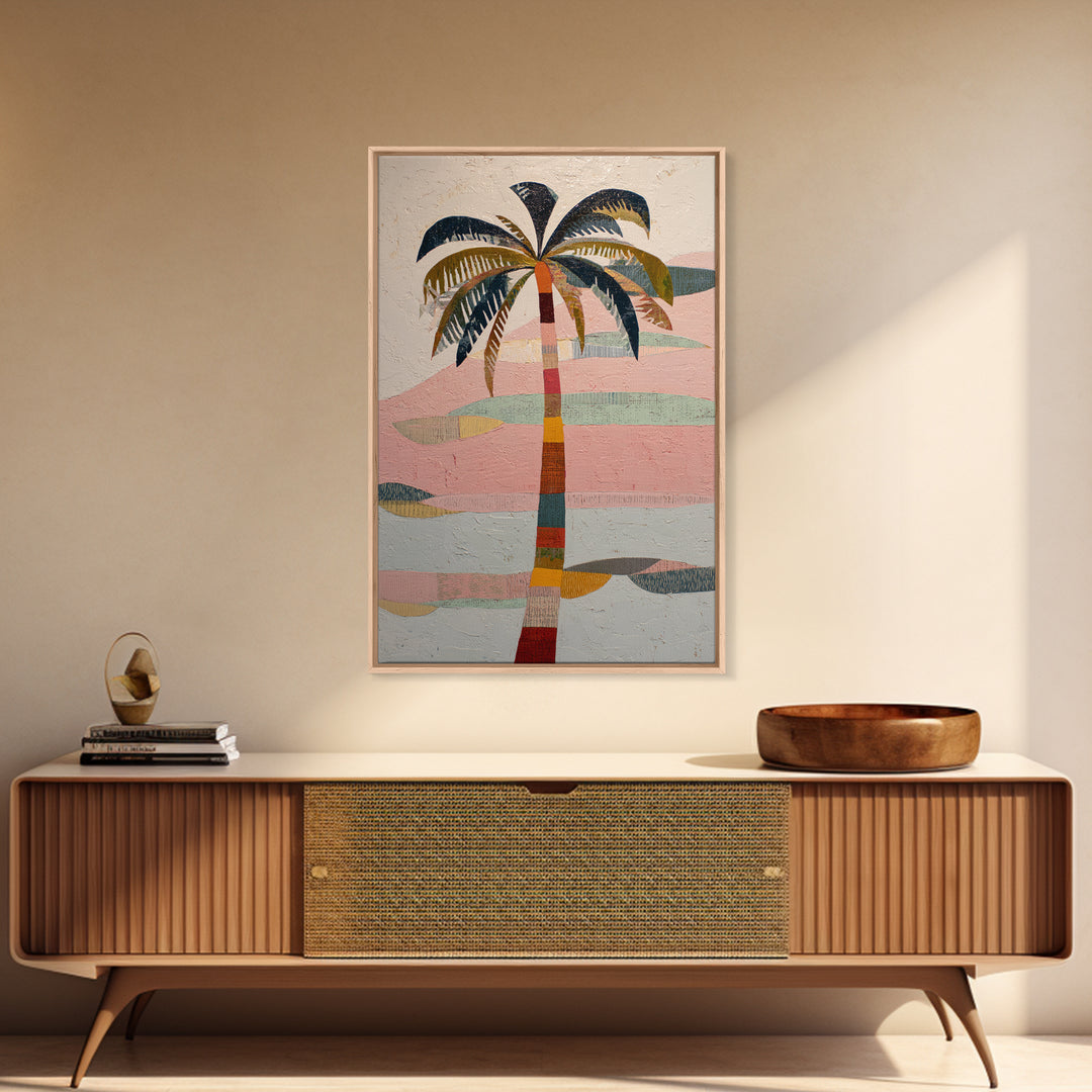 Stylized Palm Tree Framed Canvas Print, Midcentury Modern Art, Art Print, Living Room Decor, Fine Art, Retro, Abstract Wall Art, MMA-2x3-1