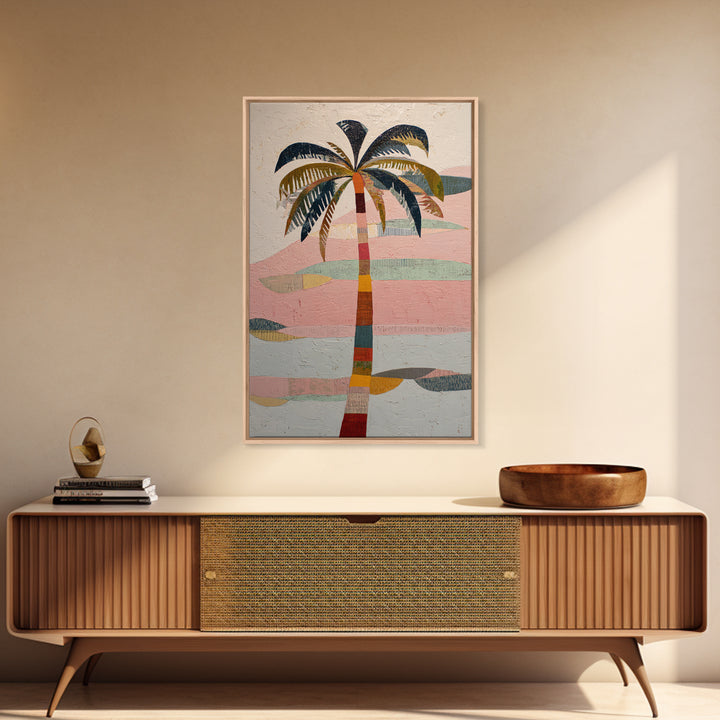 Stylized Palm Tree Framed Canvas Print, Midcentury Modern Art, Art Print, Living Room Decor, Fine Art, Retro, Abstract Wall Art, MMA-2x3-1