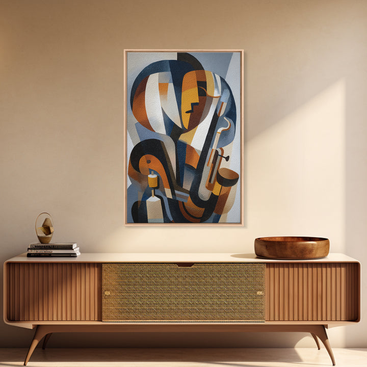 Jazz Musician in Angular Mid Century Style Canvas Print, Midcentury Modern Art, Mid Century Modern, Living Room Decor, Retro, MMA-2x3-17