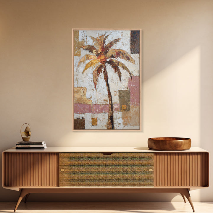 Stylized Palm Tree Framed Canvas Print, Midcentury Modern Art, Art Print, Living Room Decor, Fine Art, Retro, Abstract Wall Art, MMA-2x3-25