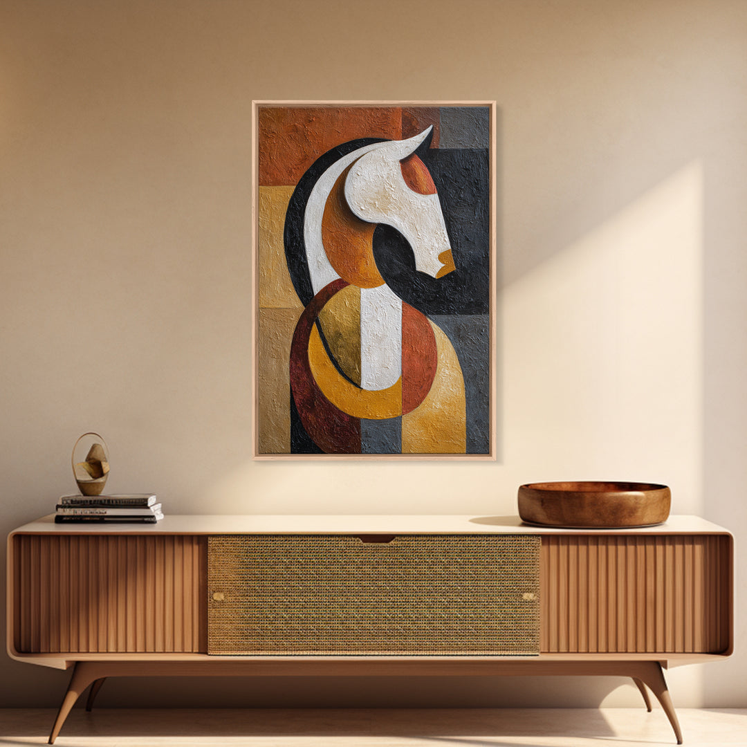 Mid Century Horse Framed Canvas Print, Midcentury Modern Art, Room Decor, Living Room Decor, Fine Art, Retro, Art Print, MMA-2x3-3