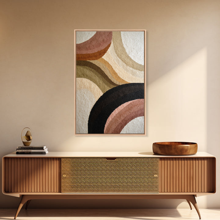 Large Sun and Hill Shapes Framed Canvas Print, Midcentury Modern Art, Living Room Decor, Abstract Art, Retro, MMA-2x3-37