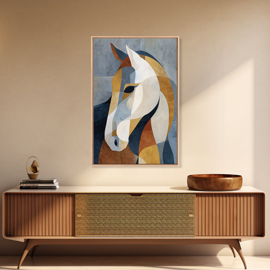 Mid Century Horse Framed Canvas Print, Midcentury Modern Art, Prints, Living Room Decor, Oil Painting, Retro, Abstract Wall Art, MMA-2x3-51