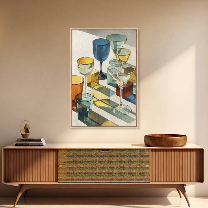 Retro Cocktail Glasses Canvas Print, Midcentury Modern Art, Mid Century Modern, Living Room Decor, Retro, Boho Wall Decor, MMA-2x3-86