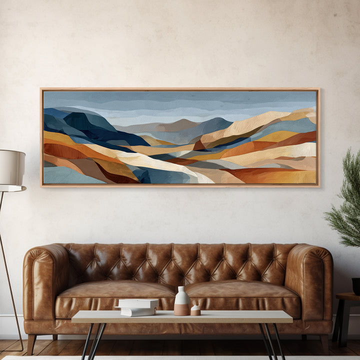 Desert Landscape Reduced to Color Blocks Canvas Print, Midcentury Modern Art, Textured Painting, Living Room Decor, Retro, MMA-3x1-48