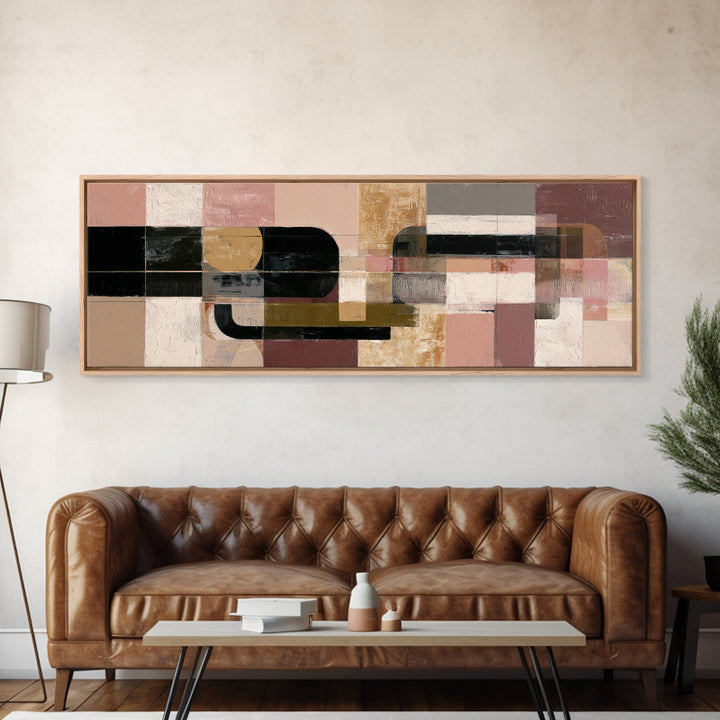 Oval and Rectangle Composition Canvas Print, Midcentury Modern Art, Boho Wall Decor, Living Room Decor, Fine Art, Retro, MMA-3x1-8
