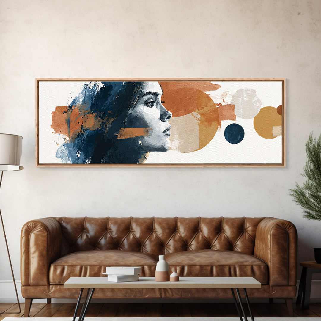 Mod Female Portrait Canvas Print, Midcentury Modern Art, Prints, Living Room Decor, Fine Art, Retro, Abstract Wall Art, MMA-3x1-95