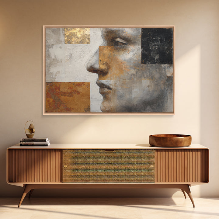 Mod Female Portrait Framed Canvas Print, Midcentury Modern Art, Room Decor, Living Room Decor, Oil Painting, Retro, Art Print, MMA-3x2-35
