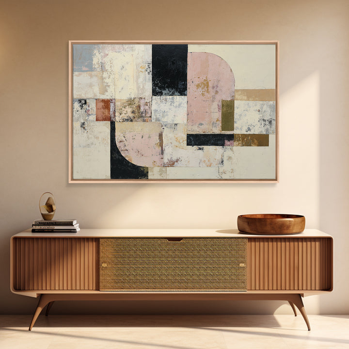 Oval and Rectangle Composition Canvas Print, Midcentury Modern Art, Minimalist Decor, Living Room Decor, Fine Art, Retro, MMA-3x2-68