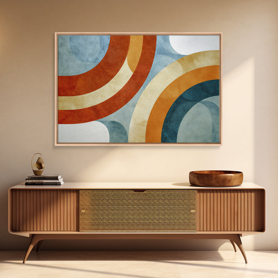 Stacked Arches in Burnt Orange and Cream Canvas Print, Midcentury Modern Art, Boho Decor, Living Room Decor, Oil Painting, MMA-3x2-89