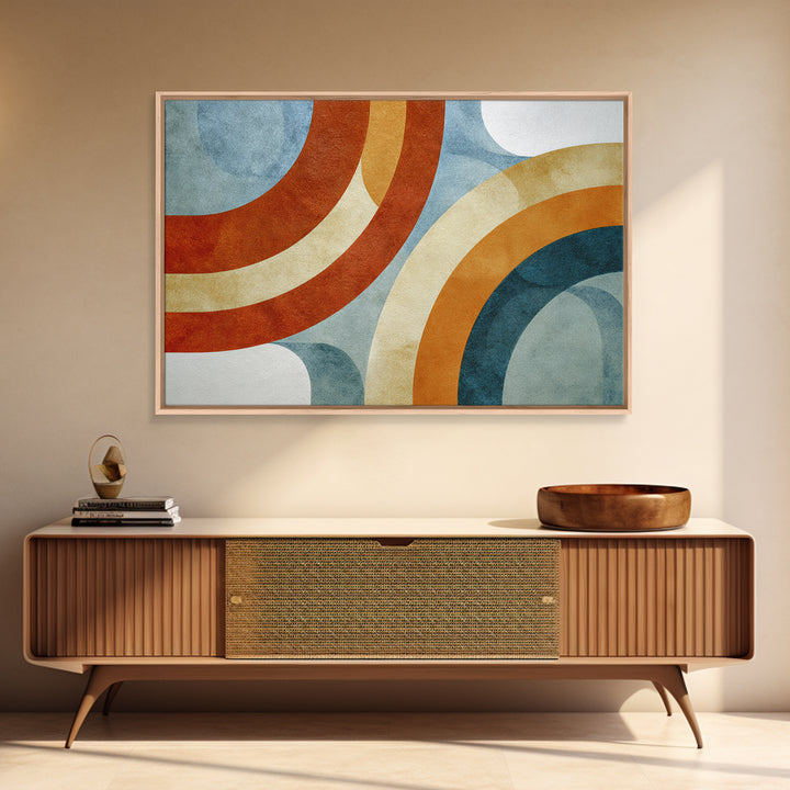 Stacked Arches in Burnt Orange and Cream Canvas Print, Midcentury Modern Art, Boho Decor, Living Room Decor, Oil Painting, MMA-3x2-89