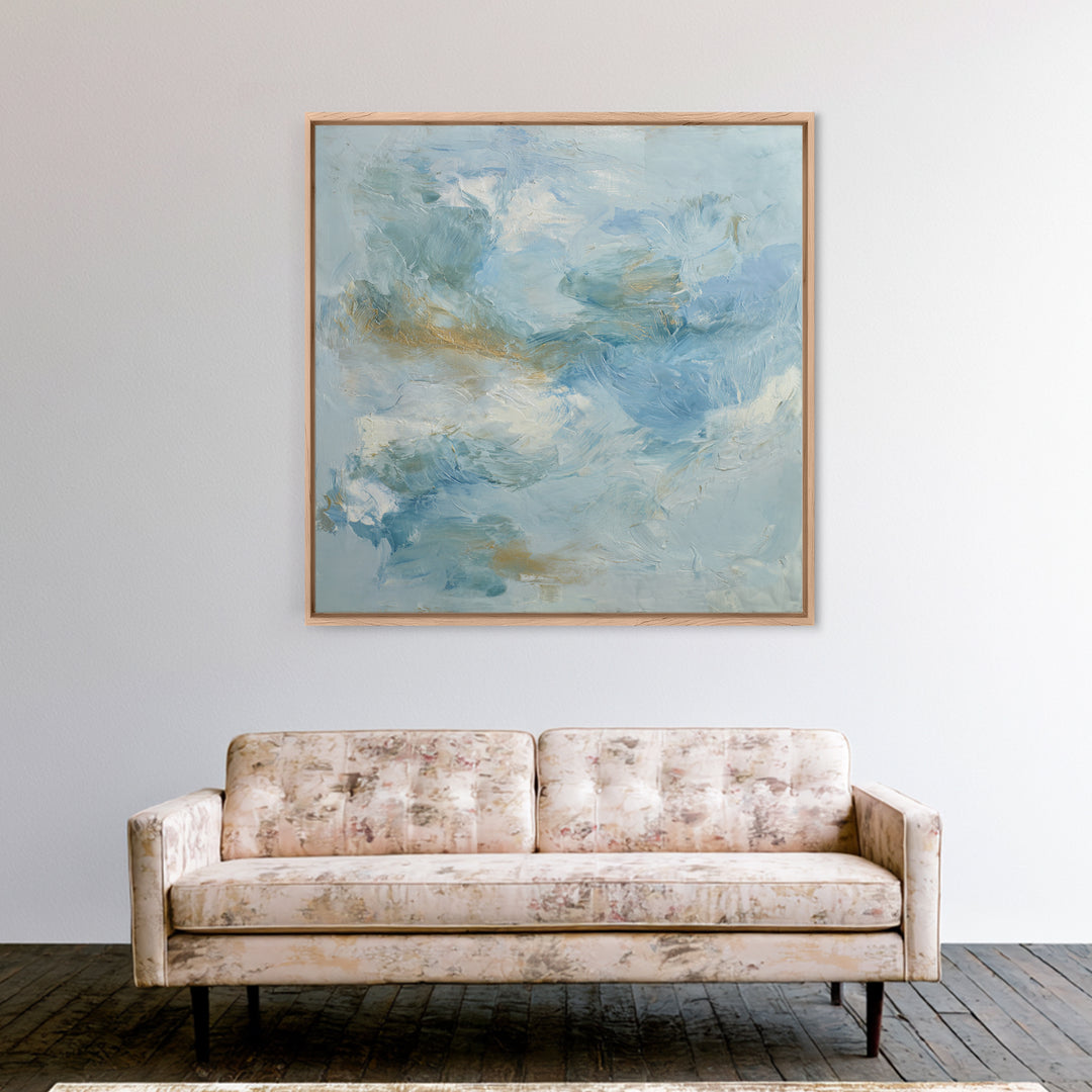 Calming Blue Abstract Framed Canvas Print, Medical Office Art, Nurse Wall Art, Office Decor, Abstract Art, Calm, Room Decor, MOA-1x1-1