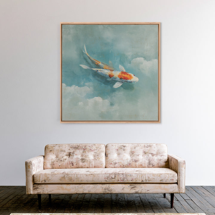 Calm Koi Fish Swimming Through Clear Water Canvas Print, Medical Office Art, Brain Poster, Office Decor, Oil Painting, Calm, MOA-1x1-22