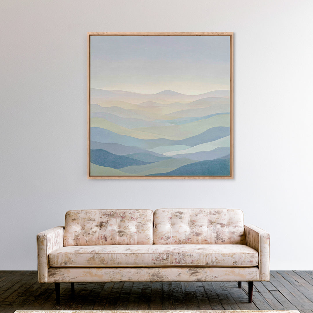 Minimal Sunrise over Rounded Hills Canvas Print, Medical Office Art, Minimalist Art, Office Decor, Calm, Educational Poster, MOA-1x1-23
