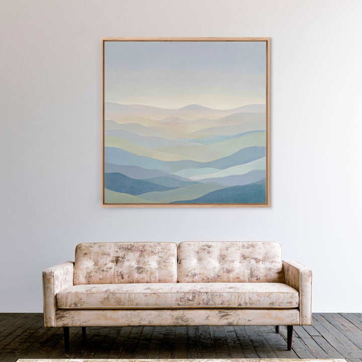 Minimal Sunrise over Rounded Hills Canvas Print, Medical Office Art, Minimalist Art, Office Decor, Calm, Educational Poster, MOA-1x1-23