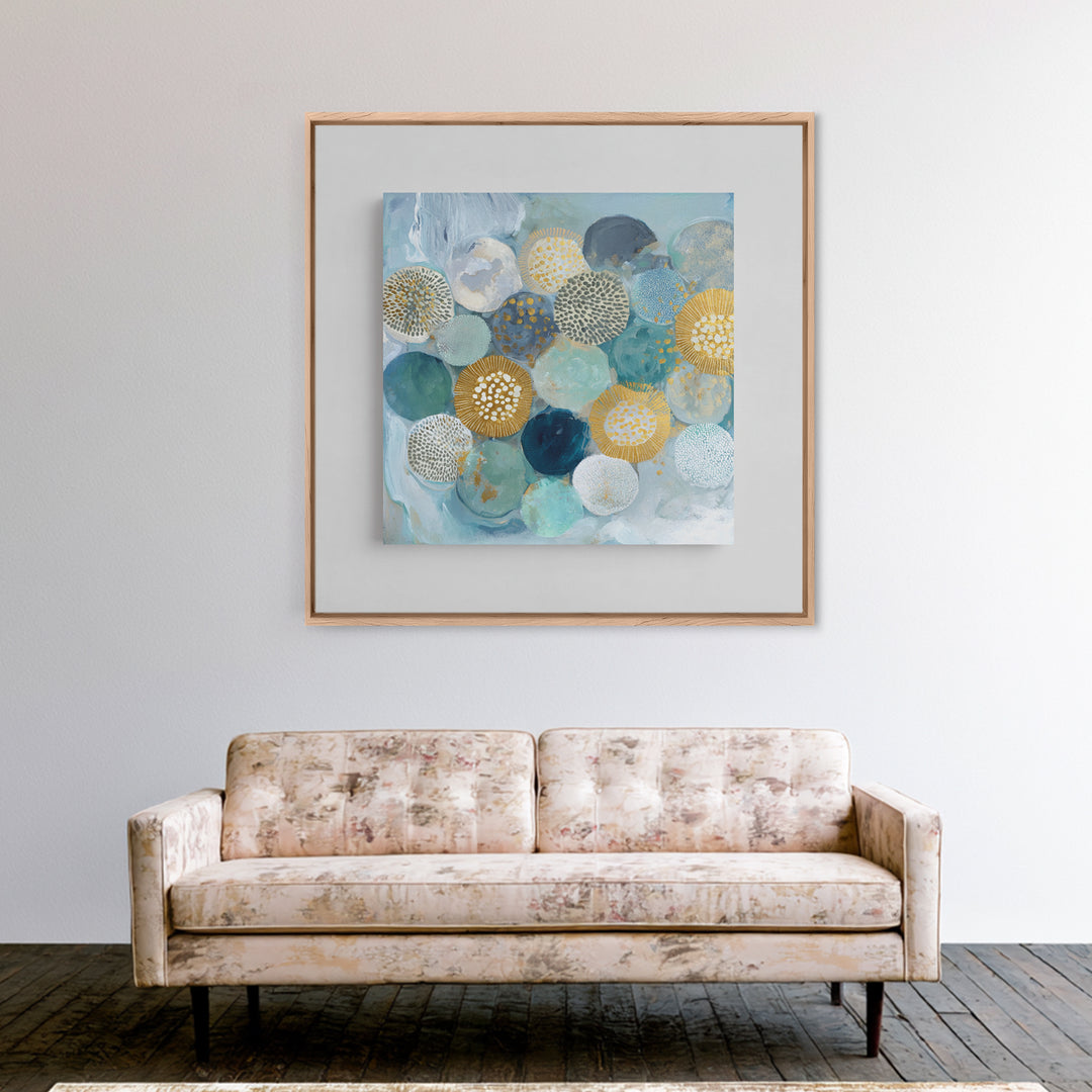 Abstract Cells and Circles as Soothing Pattern Framed Canvas Print, Medical Office Art, Fine Art Print, Office Decor, MOA-1x1-29