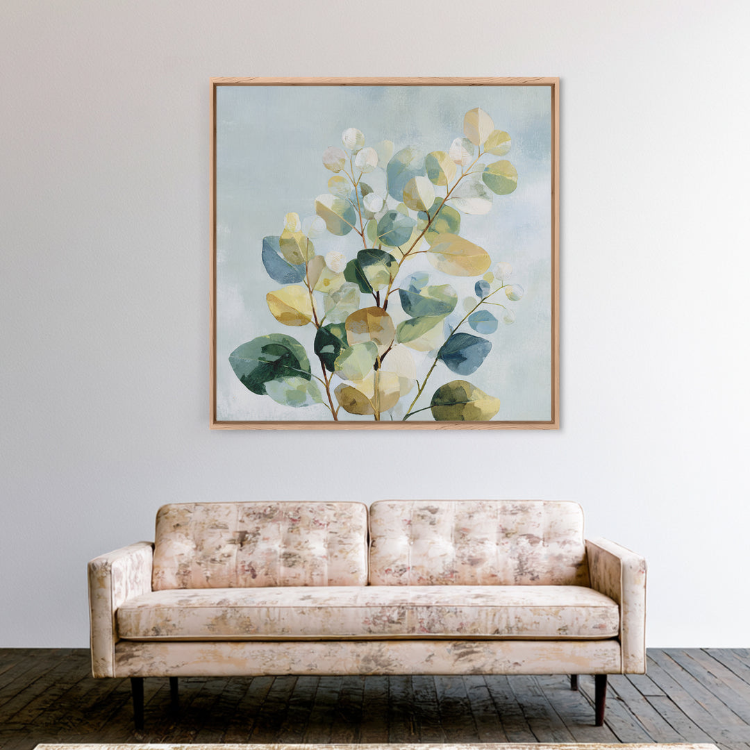 Botanical Eucalyptus Branch Canvas Print, Medical Office Art, Teal Wall Art, Office Decor, Fine Art, Calm, Anatomy Art, MOA-1x1-3