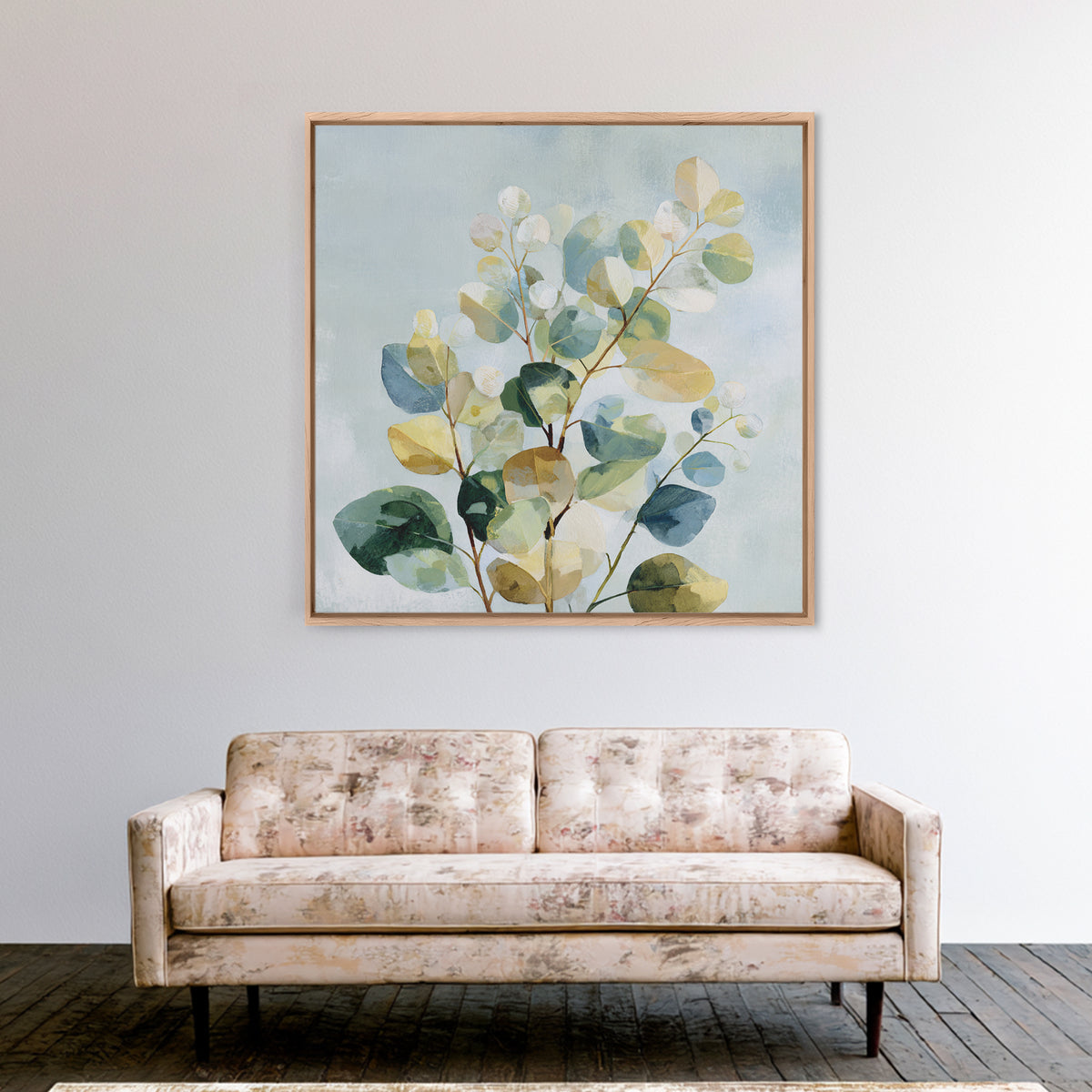Botanical Eucalyptus Branch Canvas Print, Medical Office Art, Teal Wall Art, Office Decor, Fine Art, Calm, Anatomy Art, MOA-1x1-3