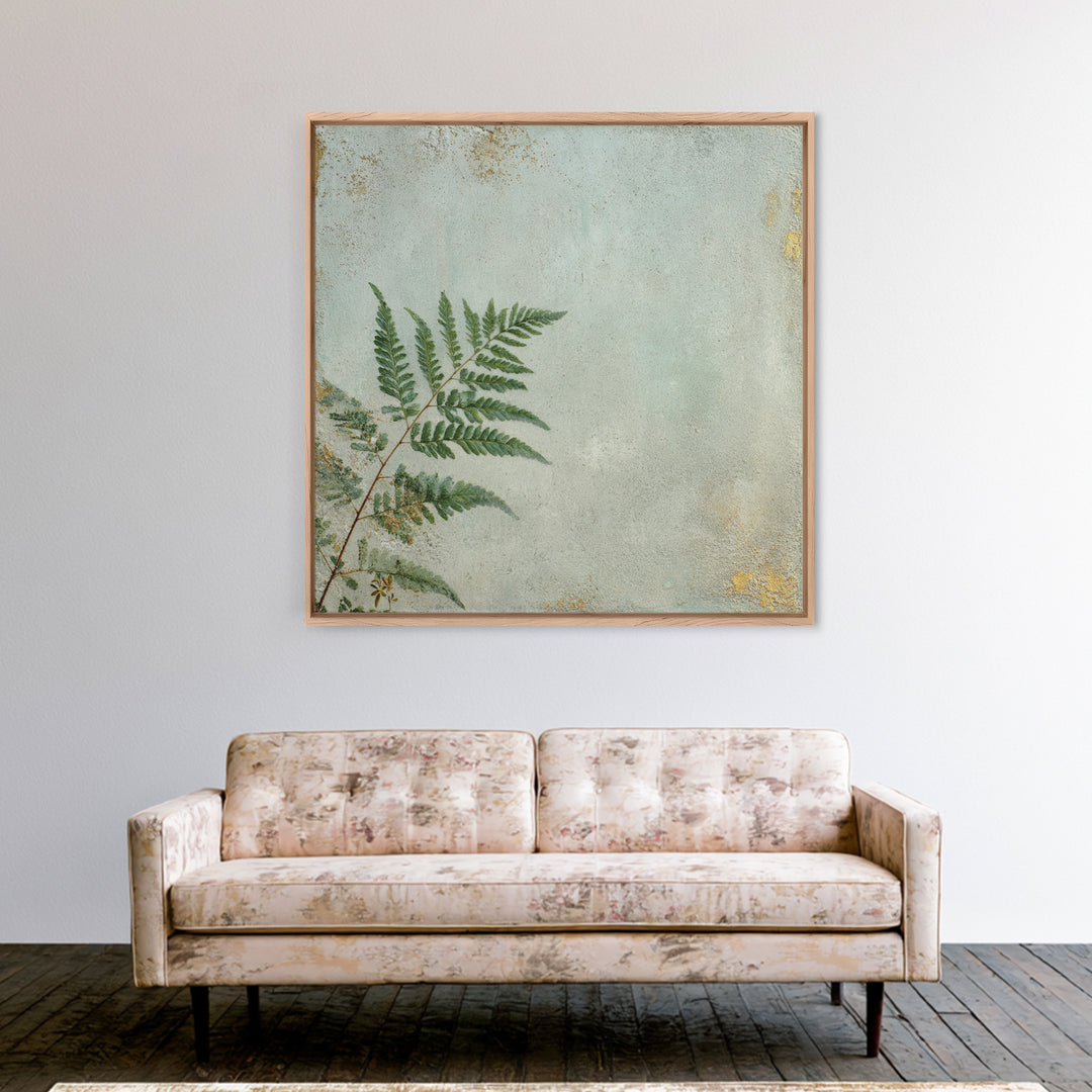 Minimal Green Fern Specimen Framed Canvas Print, Medical Office Art, Gallery Decor, Office Decor, Fine Art, Calm, MOA-1x1-32