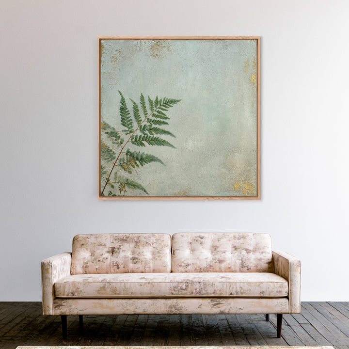 Minimal Green Fern Specimen Framed Canvas Print, Medical Office Art, Gallery Decor, Office Decor, Fine Art, Calm, MOA-1x1-32