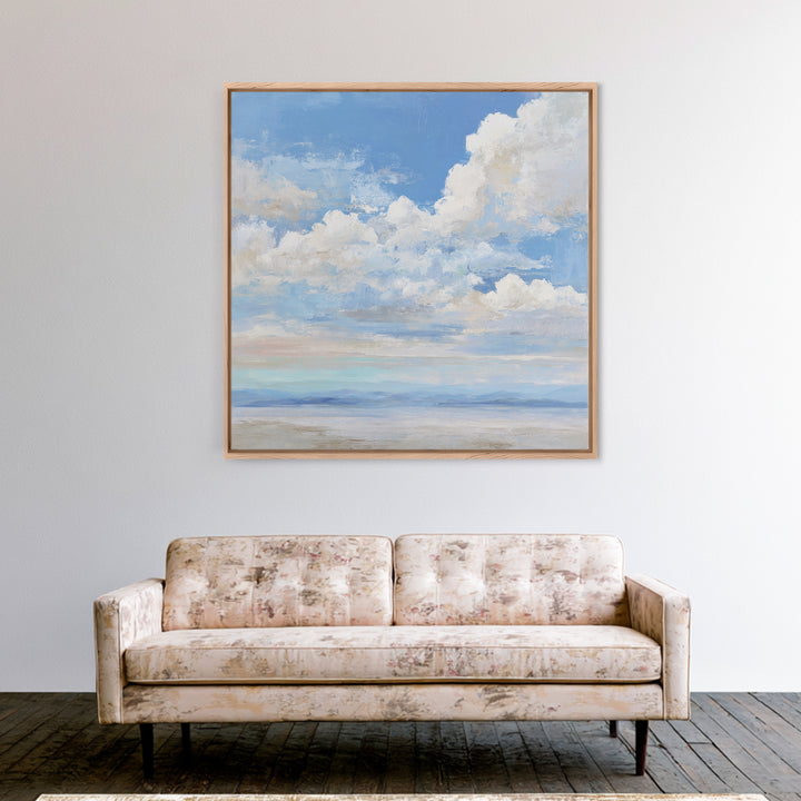 Sky and Cloud Scene Framed Canvas Print, Medical Office Art, Statement Artwork, Office Decor, Abstract Art, Calm, Digital Art, MOA-1x1-33