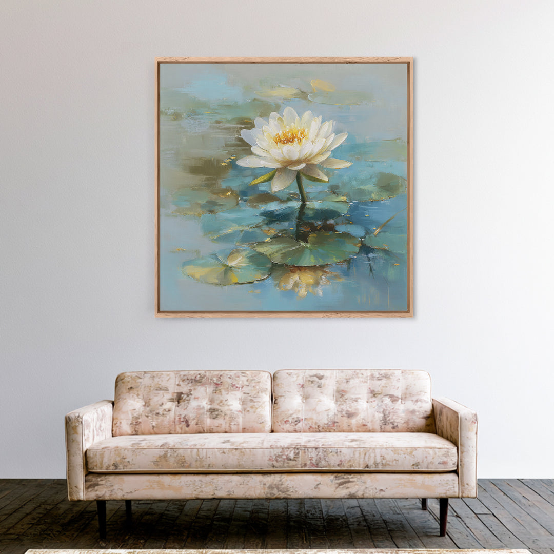 Lotus Flower Floating on Still Water Canvas Print, Medical Office Art, Brain Poster, Office Decor, Watercolor Art, Calm, MOA-1x1-35