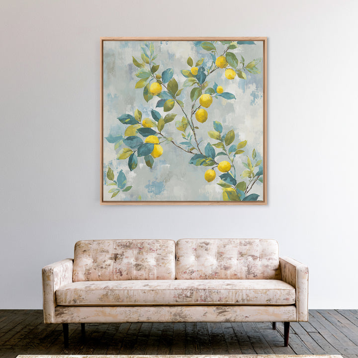 Fresh Citrus and Leaves for Bright Optimism Framed Canvas Print, Medical Office Art, Wall Decor, Office Decor, Fine Art, Calm, MOA-1x1-48
