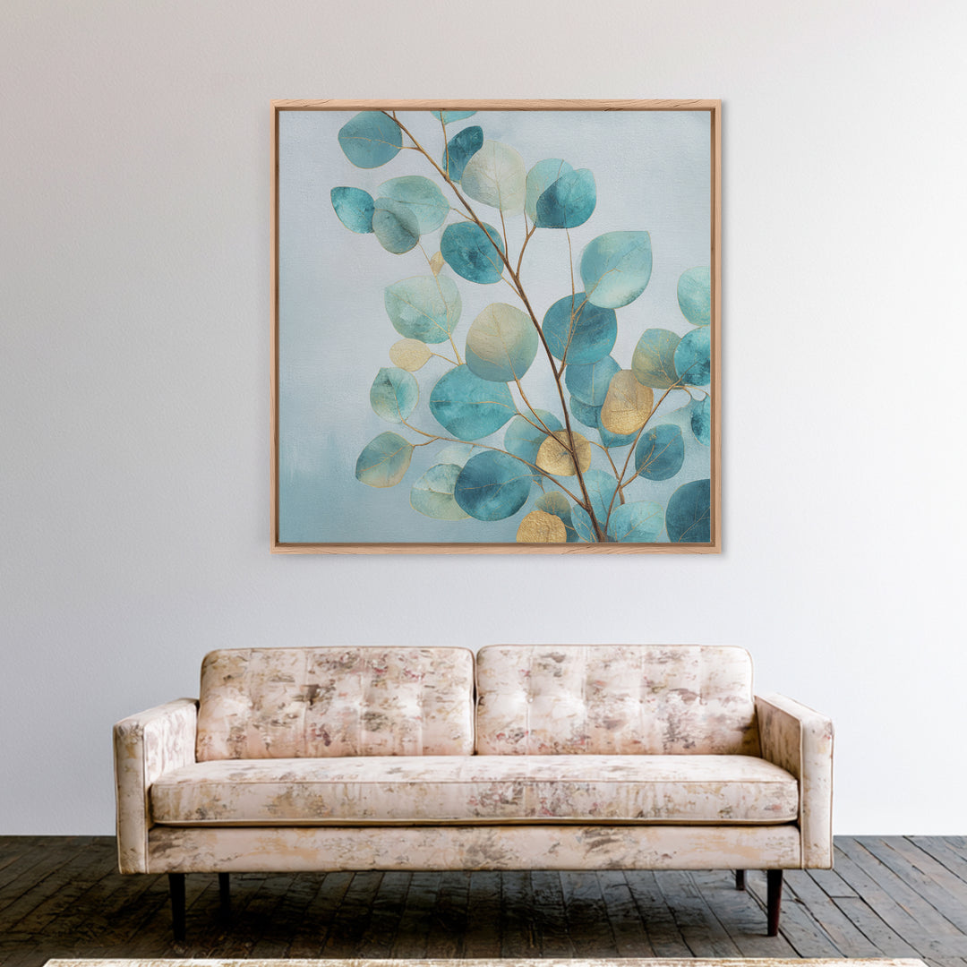 Botanical Eucalyptus Branch Framed Canvas Print, Medical Office Art, Nurse Wall Art, Office Decor, Watercolor Art, Calm, MOA-1x1-51