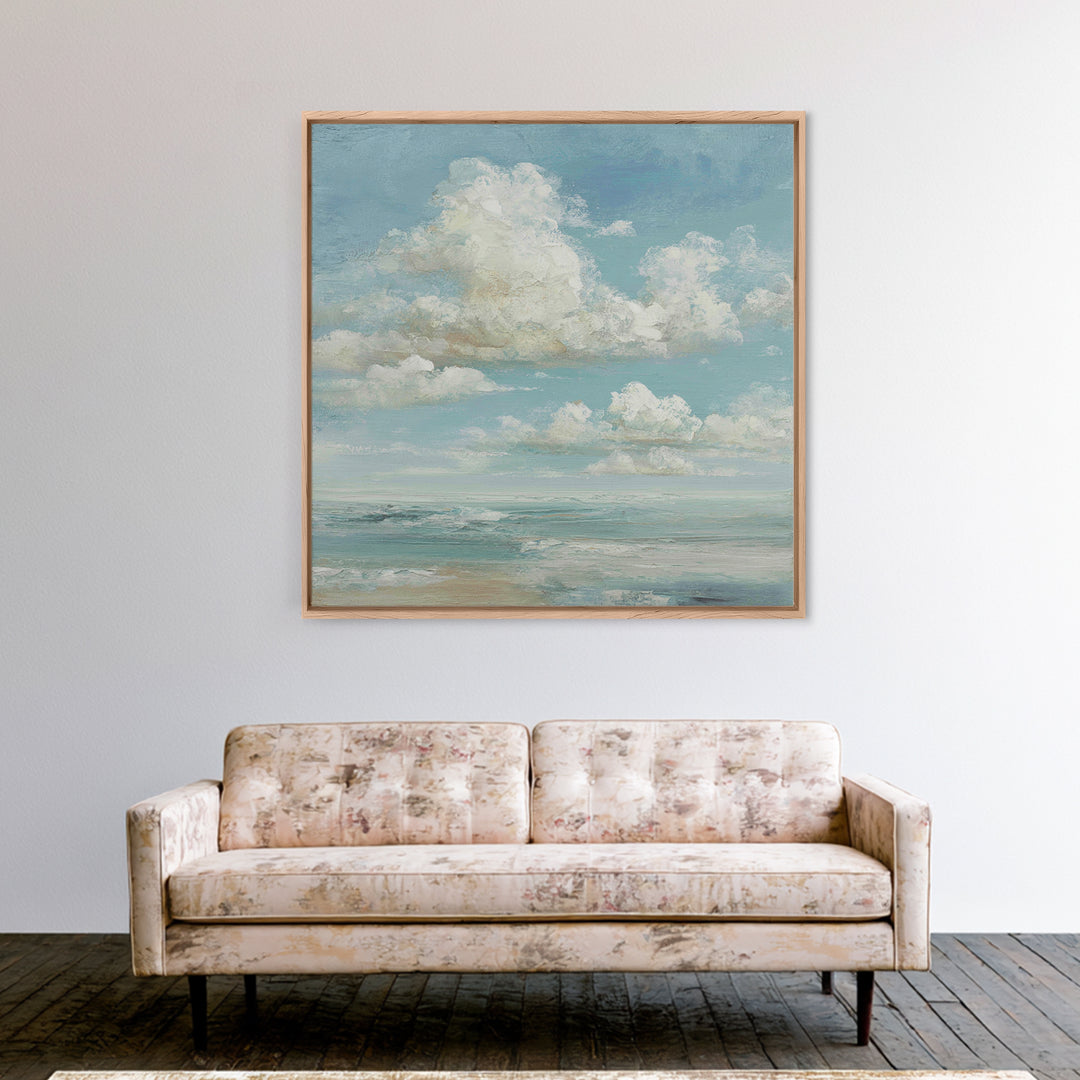 Sky and Cloud Scene Framed Canvas Print, Medical Office Art, Statement Artwork, Office Decor, Abstract Art, Calm, Digital Art, MOA-1x1-57