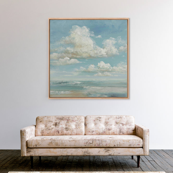 Sky and Cloud Scene Framed Canvas Print, Medical Office Art, Statement Artwork, Office Decor, Abstract Art, Calm, Digital Art, MOA-1x1-57