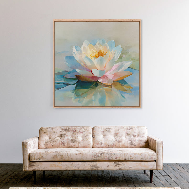 Lotus Flower Floating on Still Water Canvas Print, Medical Office Art, Neuroscience Art, Office Decor, Fine Art, Calm, MOA-1x1-59