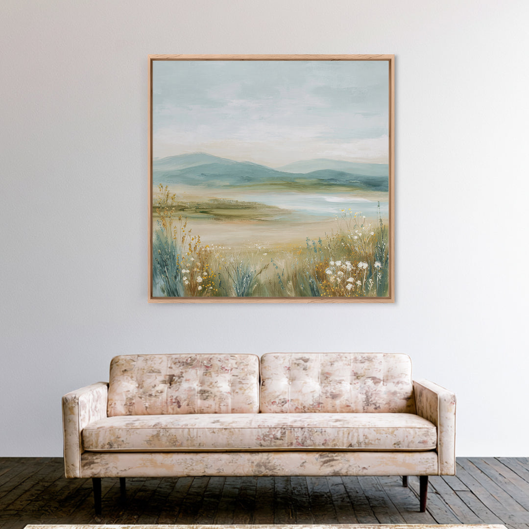 Sunlit Meadow with Wildflowers and Calm Mood Canvas Print, Medical Office Art, Anatomy Poster, Office Decor, Fine Art, Calm, MOA-1x1-60