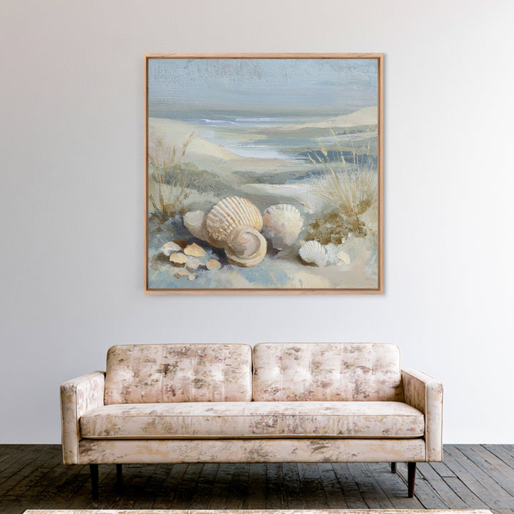 Coastal Shells and Water Study Framed Canvas Print, Medical Office Art, Anatomy Art, Office Decor, Calm, Statement Artwork, MOA-1x1-68