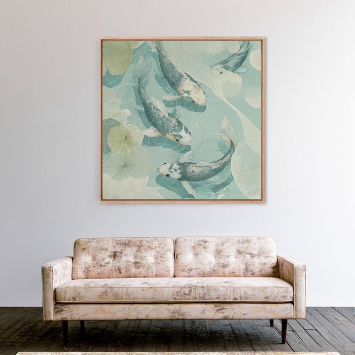 Calm Koi Fish Swimming Through Clear Water Framed Canvas Print, Medical Office Art, Brain Art, Office Decor, Fine Art, Calm, MOA-1x1-70