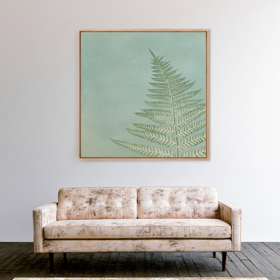 Minimal Green Fern Specimen Framed Canvas Print, Medical Office Art, Modern Decor, Office Decor, Fine Art, Calm, Home Decor, MOA-1x1-80