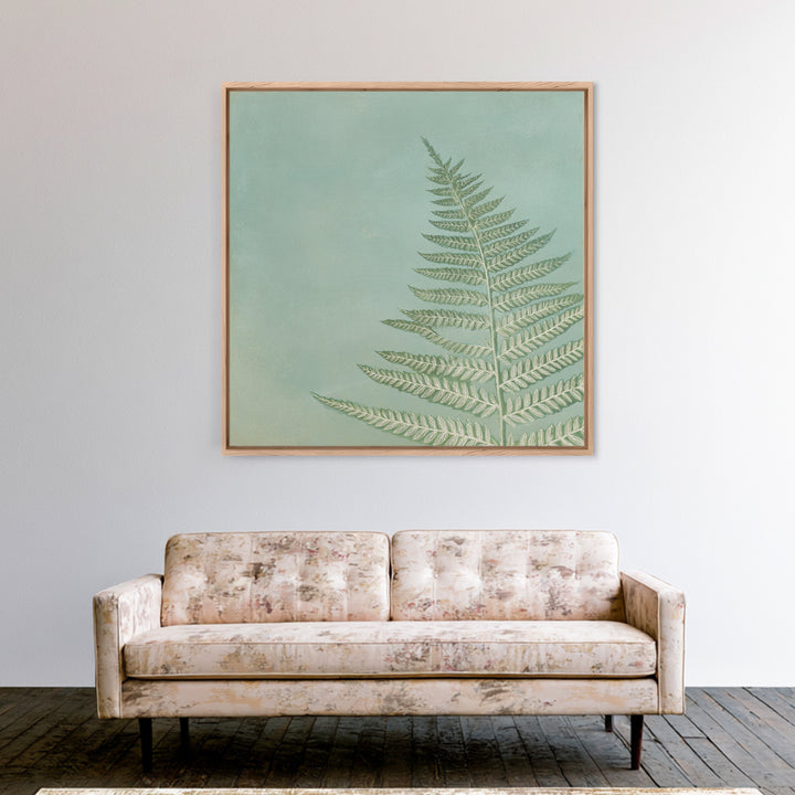 Minimal Green Fern Specimen Framed Canvas Print, Medical Office Art, Modern Decor, Office Decor, Fine Art, Calm, Home Decor, MOA-1x1-80