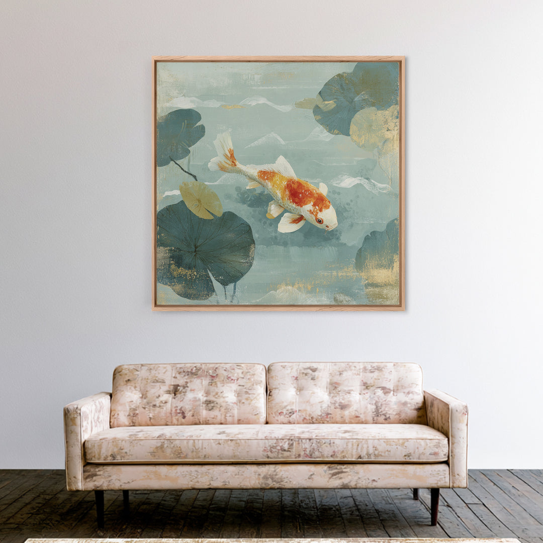 Calm Koi Fish Swimming Through Clear Water Canvas Print, Medical Office Art, Neuroscience Art, Office Decor, Fine Art, Calm, MOA-1x1-94