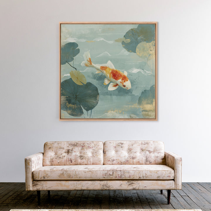 Calm Koi Fish Swimming Through Clear Water Canvas Print, Medical Office Art, Neuroscience Art, Office Decor, Fine Art, Calm, MOA-1x1-94