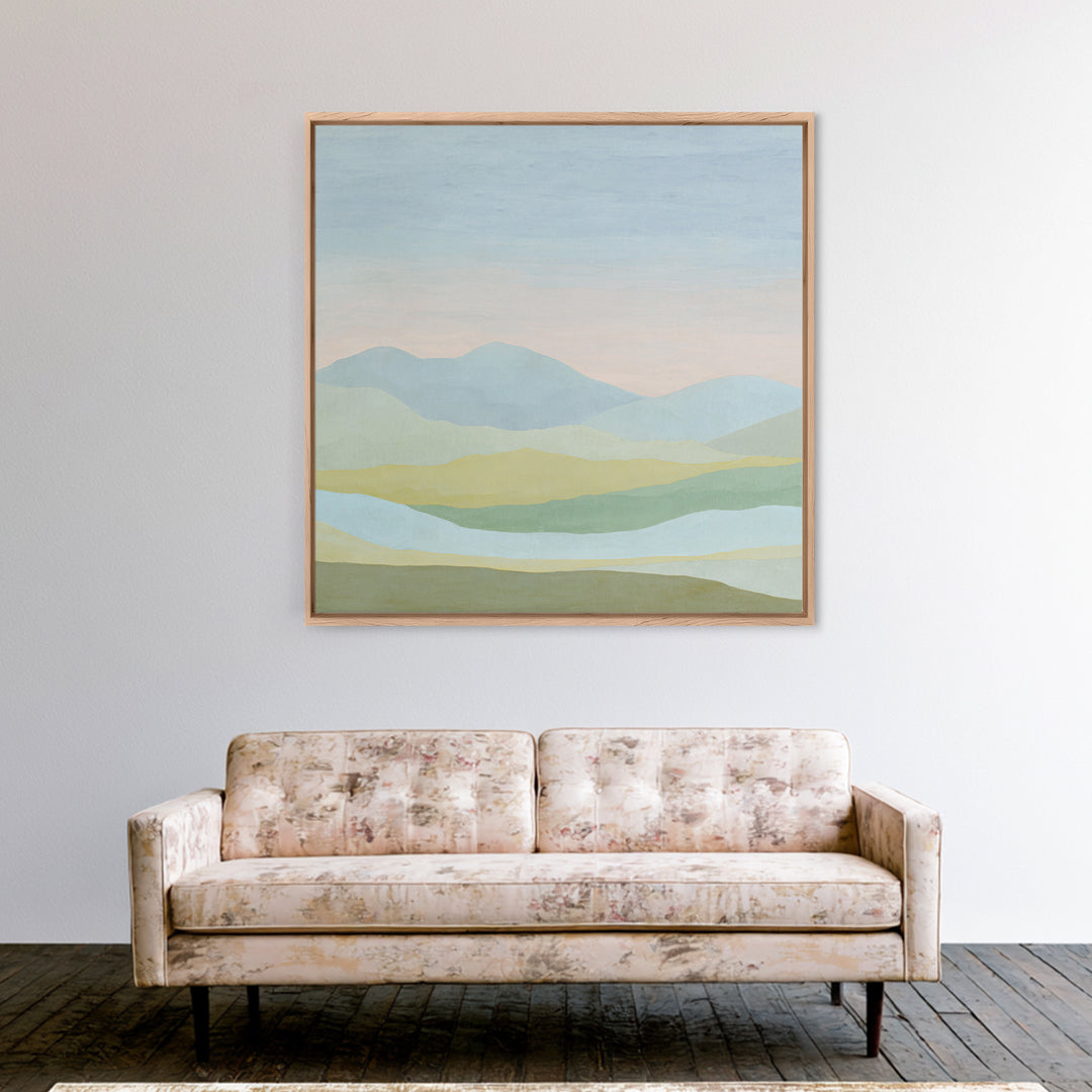 Minimal Sunrise over Rounded Hills Canvas Print, Medical Office Art, Neutral Decor, Office Decor, Fine Art, Calm, Wall Art, MOA-1x1-95