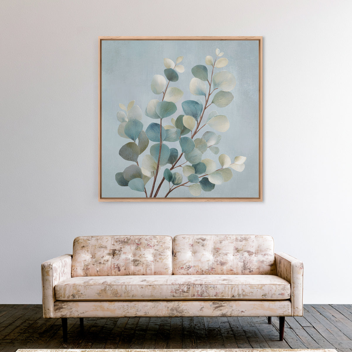 Botanical Eucalyptus Branch Canvas Print, Medical Office Art, Wall Art, Office Decor, Oil Painting, Calm, Printable Card, MOA-1x1-99