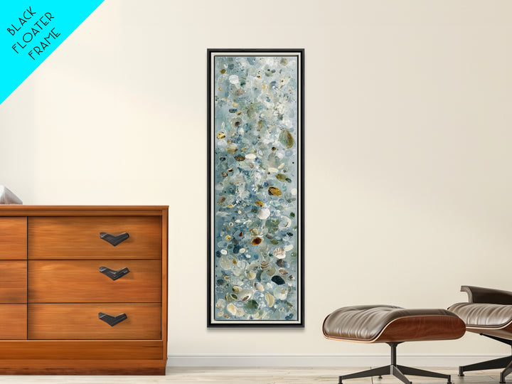 Coastal Shells and Water Study Canvas Print, Medical Office Art, Textured Painting, Office Decor, Calm, Minimalist Art, MOA-1x3-32