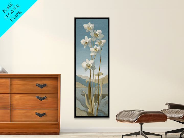 White Orchid on Gray Stone Surface Framed Canvas Print, Medical Office Art, Modern Decor, Office Decor, Fine Art, Calm, MOA-1x3-66